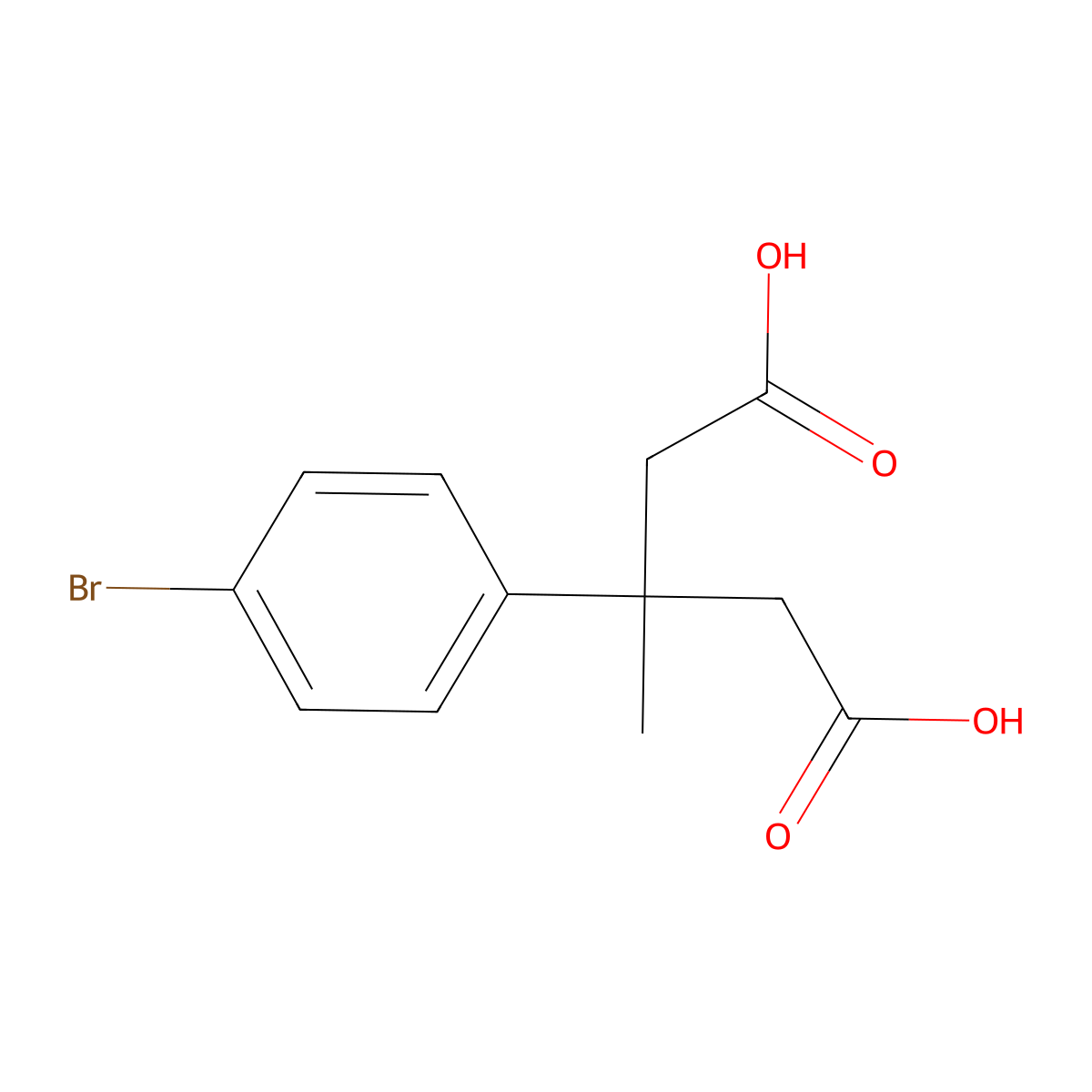 3-(4-Bromophenyl)-3-methylpentanedioic acid molecular structure, CAS 1281253-32-4