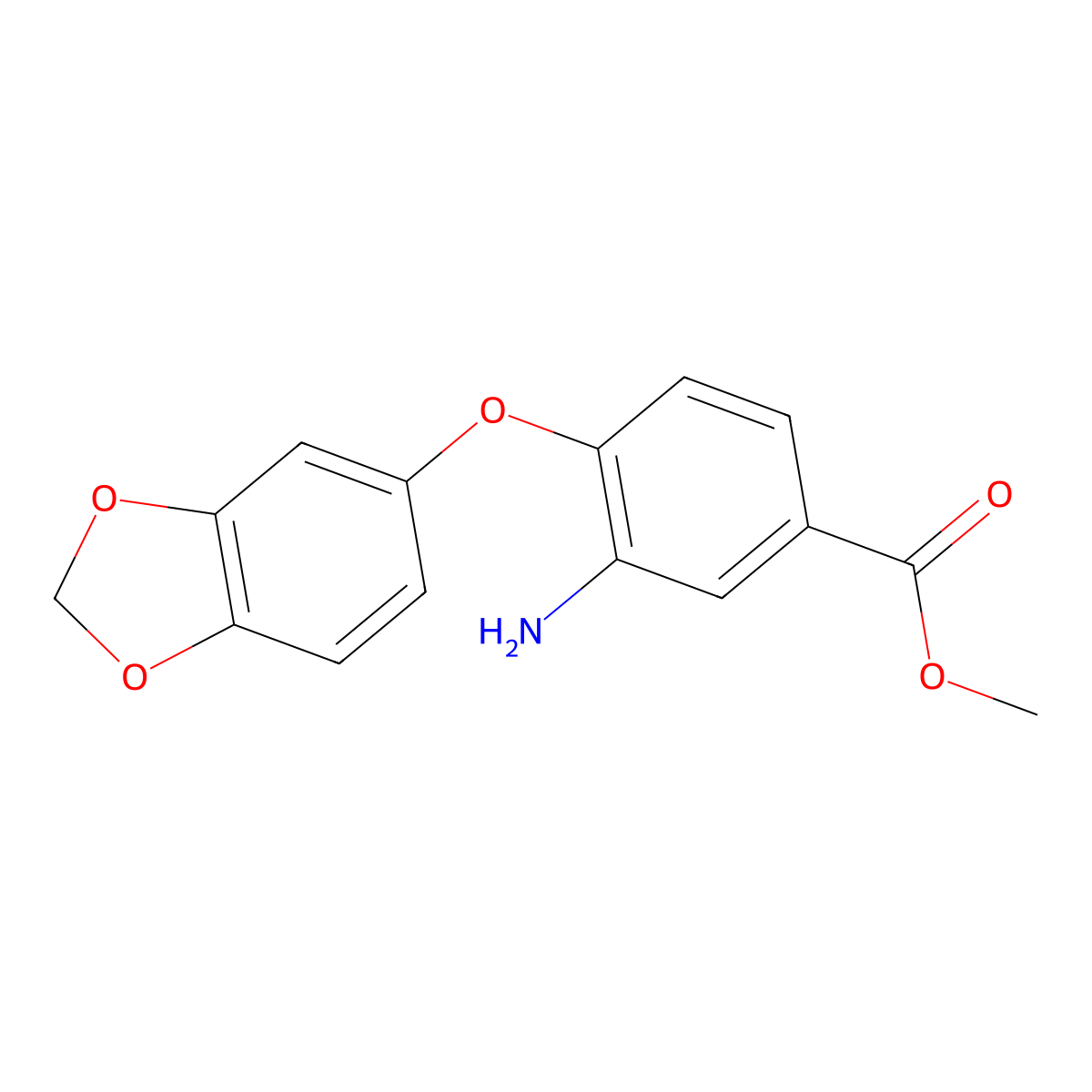 Methyl 3-amino-4-(1,3-benzodioxol-5-yloxy)benzoate molecular structure, CAS 1281255-16-0