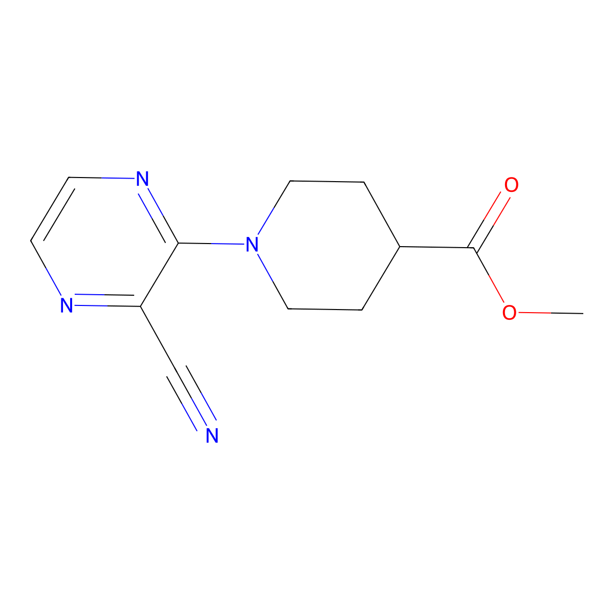 Methyl 1-(3-cyanopyrazin-2-yl)piperidine-4-carboxylate molecular structure, CAS 1281293-76-2