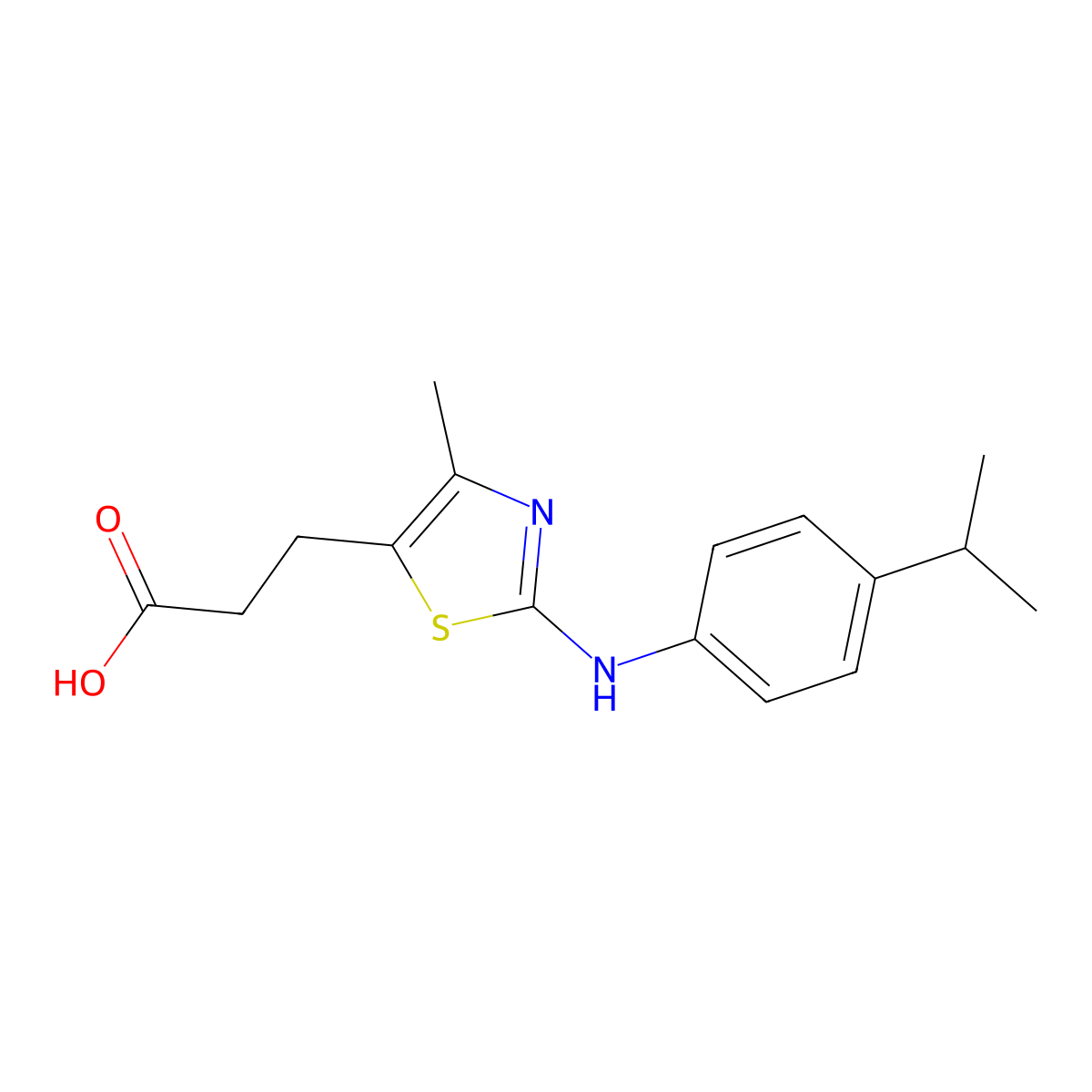 3-(4-Methyl-2-{[4-(propan-2-yl)phenyl]amino}-1,3-thiazol-5-yl)propanoic acid molecular structure, CAS 1281301-92-5
