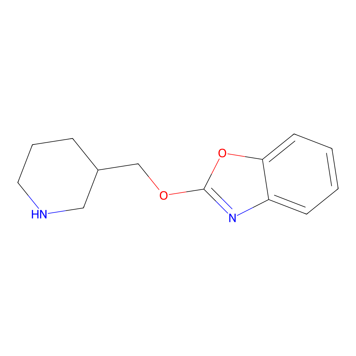 2-(Piperidin-3-ylmethoxy)-1,3-benzoxazole molecular structure, CAS 1281303-65-8