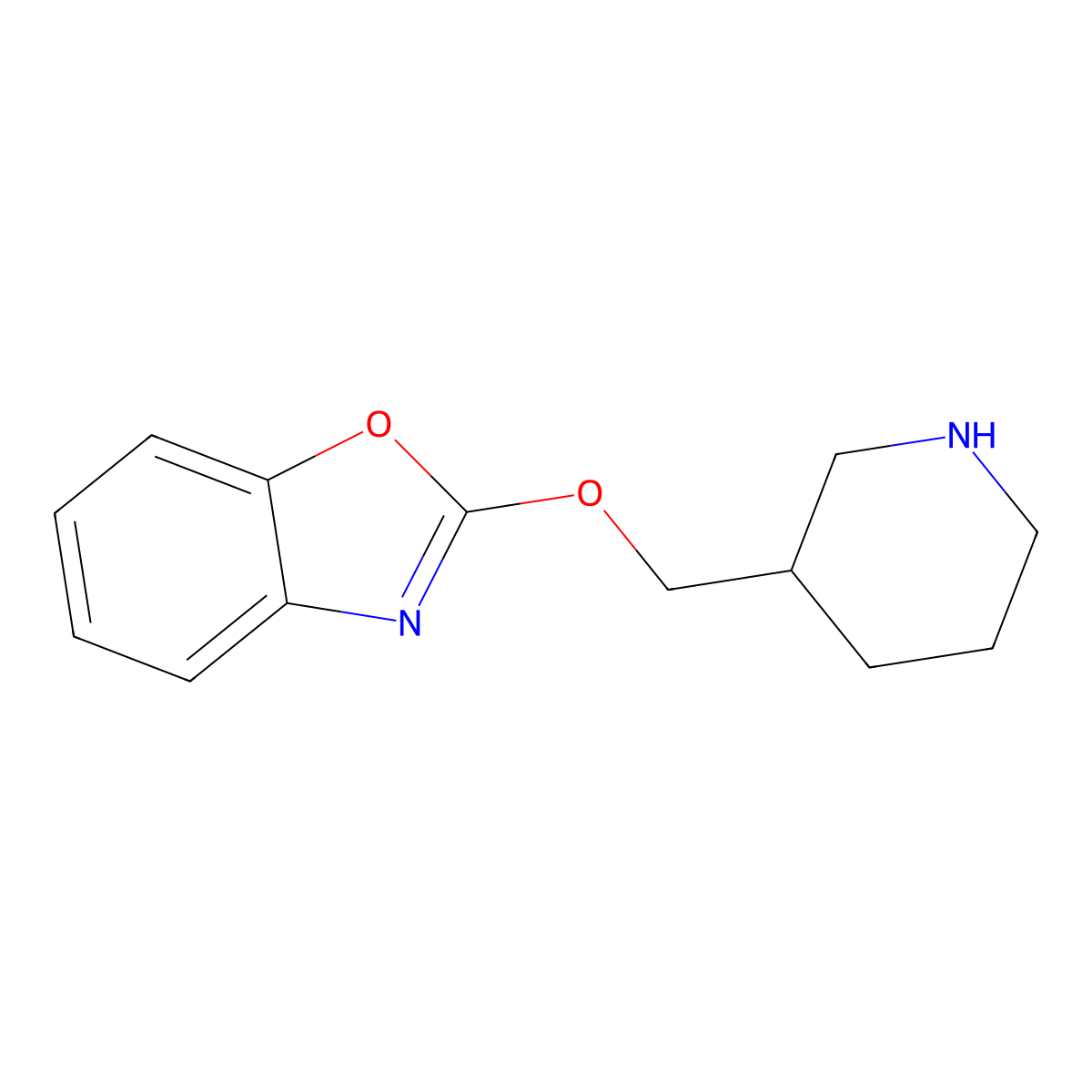 2-(Piperidin-3-ylmethoxy)-1,3-benzoxazole molecular structure, CAS 1281303-65-8