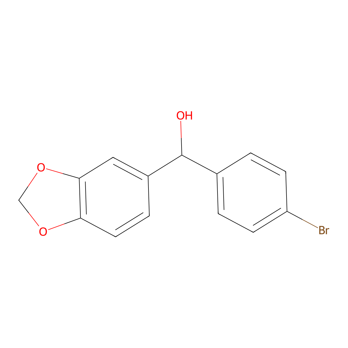 Benzo[d][1,3]dioxol-5-yl(4-bromophenyl)methanol molecular structure, CAS 1281333-12-7