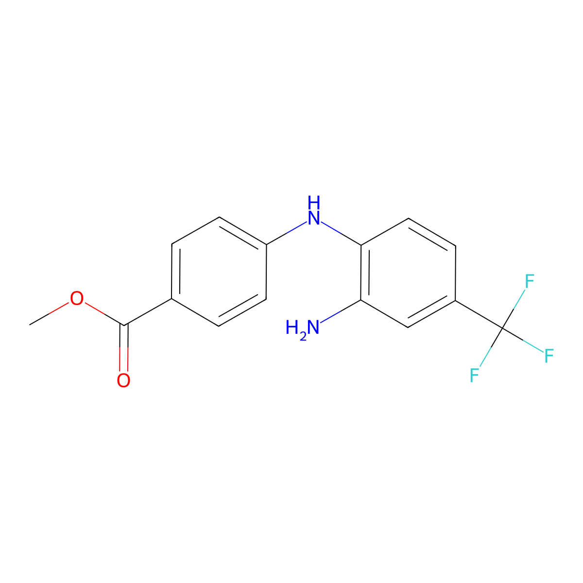 Methyl 4-{[2-amino-4-(trifluoromethyl)phenyl]amino}benzoate molecular structure, CAS 1281348-84-2