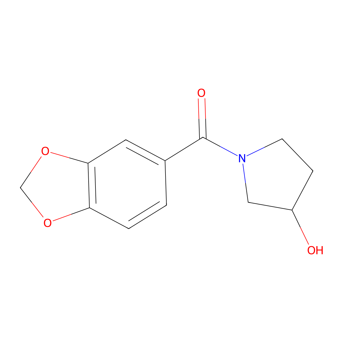 1-(2H-1,3-benzodioxole-5-carbonyl)pyrrolidin-3-ol molecular structure, CAS 1281354-09-3