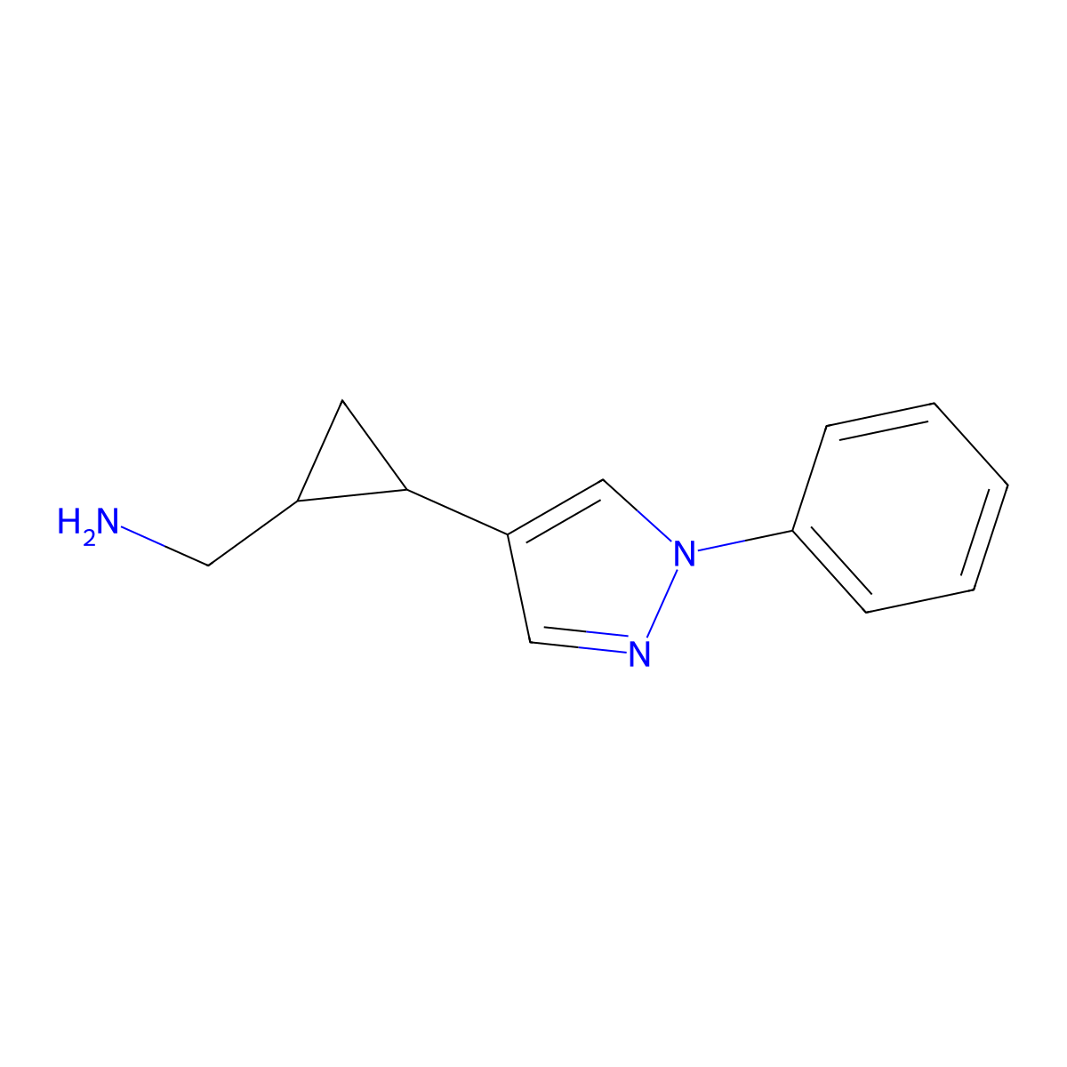 (2-(1-Phenyl-1h-pyrazol-4-yl)cyclopropyl)methanamine molecular structure, CAS 1281389-21-6