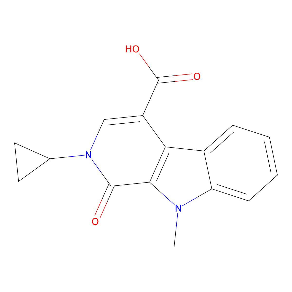 2-cyclopropyl-9-methyl-1-oxo-2,9-dihydro-1H-beta-carboline-4-carboxylic acid molecular structure, CAS 1281416-17-8