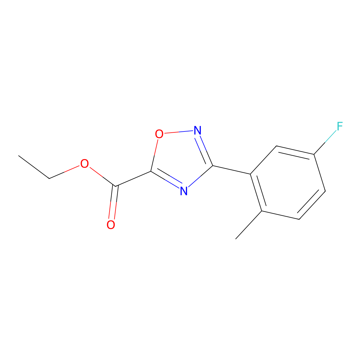 Ethyl 3-(5-fluoro-2-methylphenyl)-1,2,4-oxadiazole-5-carboxylate molecular structure, CAS 1281422-41-0