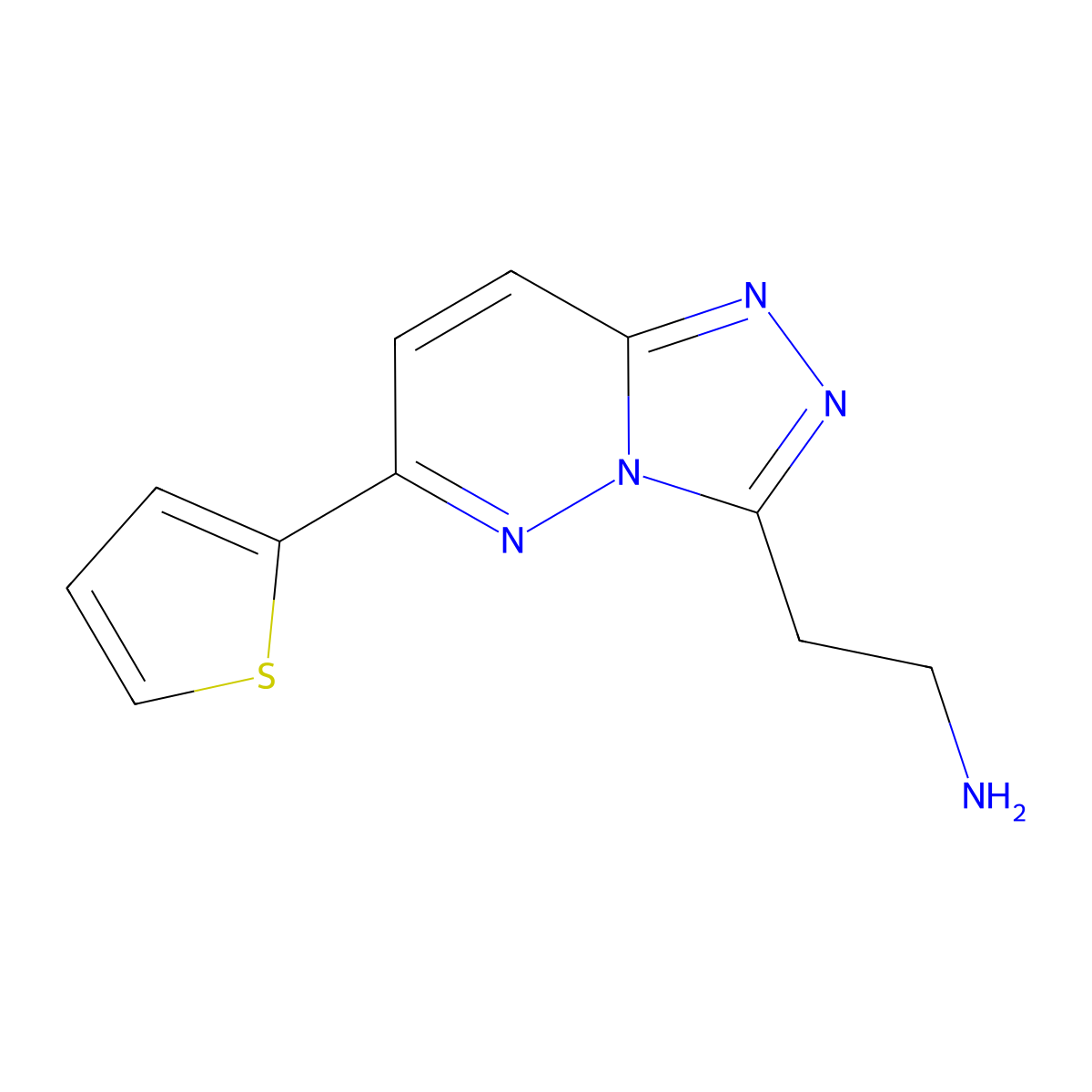2-(6-(Thiophen-2-yl)-[1,2,4]triazolo[4,3-b]pyridazin-3-yl)ethan-1-amine molecular structure, CAS 1281422-81-8