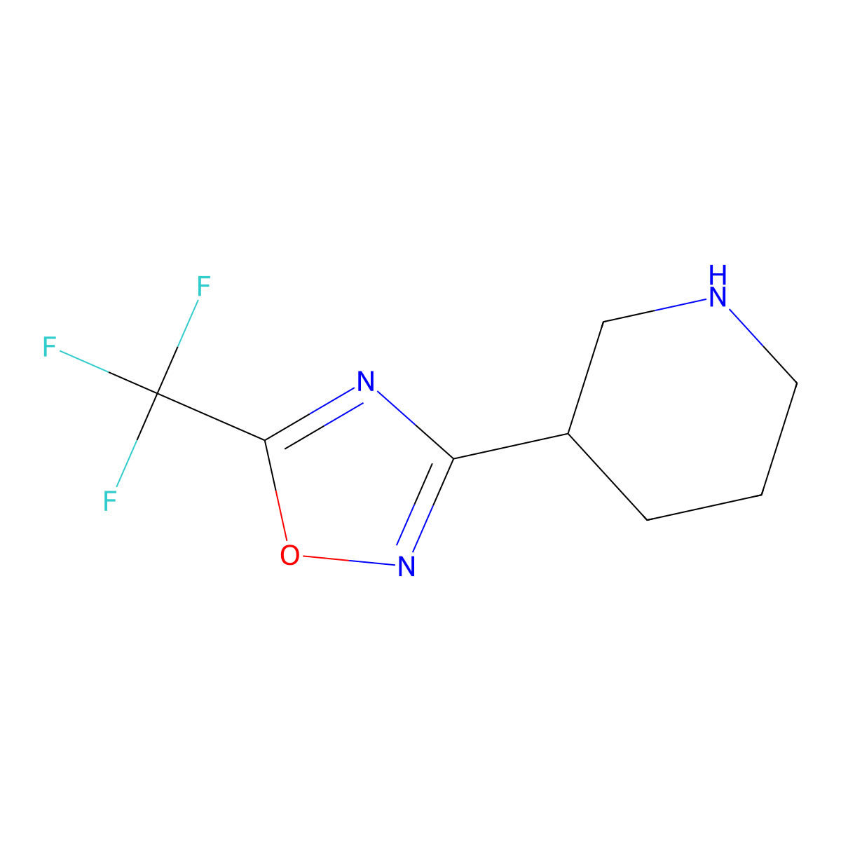 3-[5-(Trifluoromethyl)-1,2,4-oxadiazol-3-YL]piperidine molecular structure, CAS 1281440-39-8