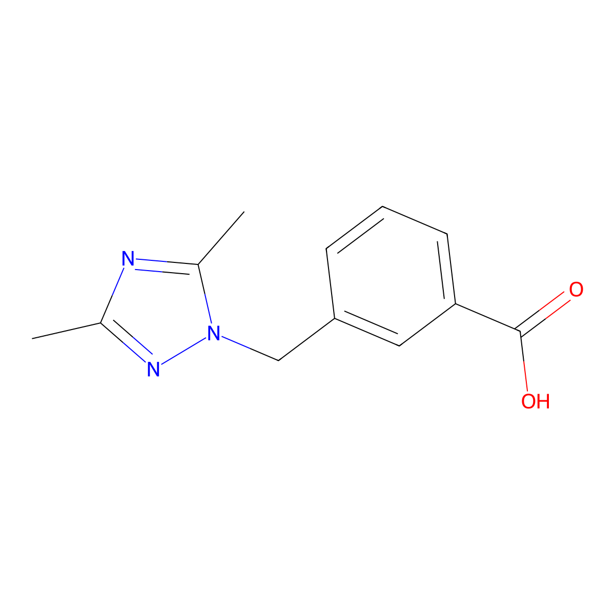 3-((3,5-Dimethyl-1H-1,2,4-triazol-1-yl)methyl)benzoic acid molecular structure, CAS 1281441-10-8