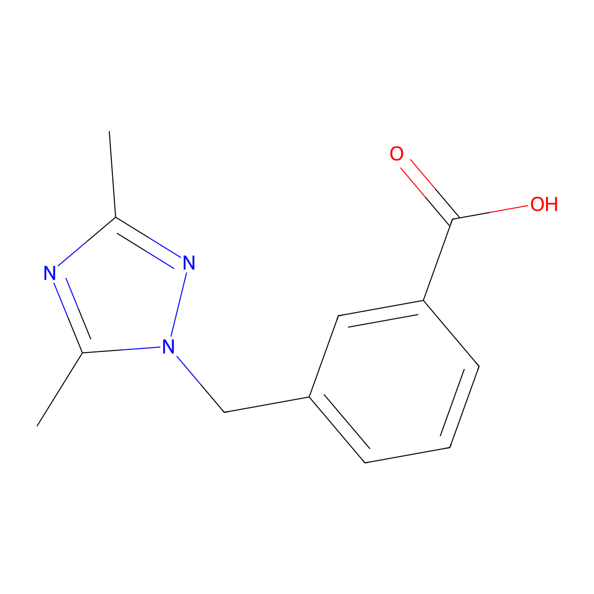3-((3,5-Dimethyl-1H-1,2,4-triazol-1-yl)methyl)benzoic acid molecular structure, CAS 1281441-10-8