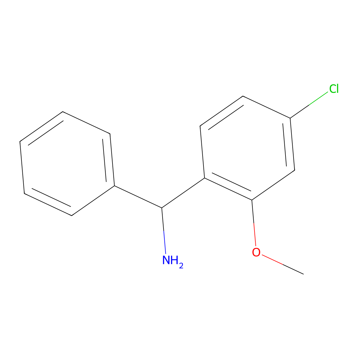 (4-Chloro-2-methoxyphenyl)(phenyl)methanamine molecular structure, CAS 1281463-80-6