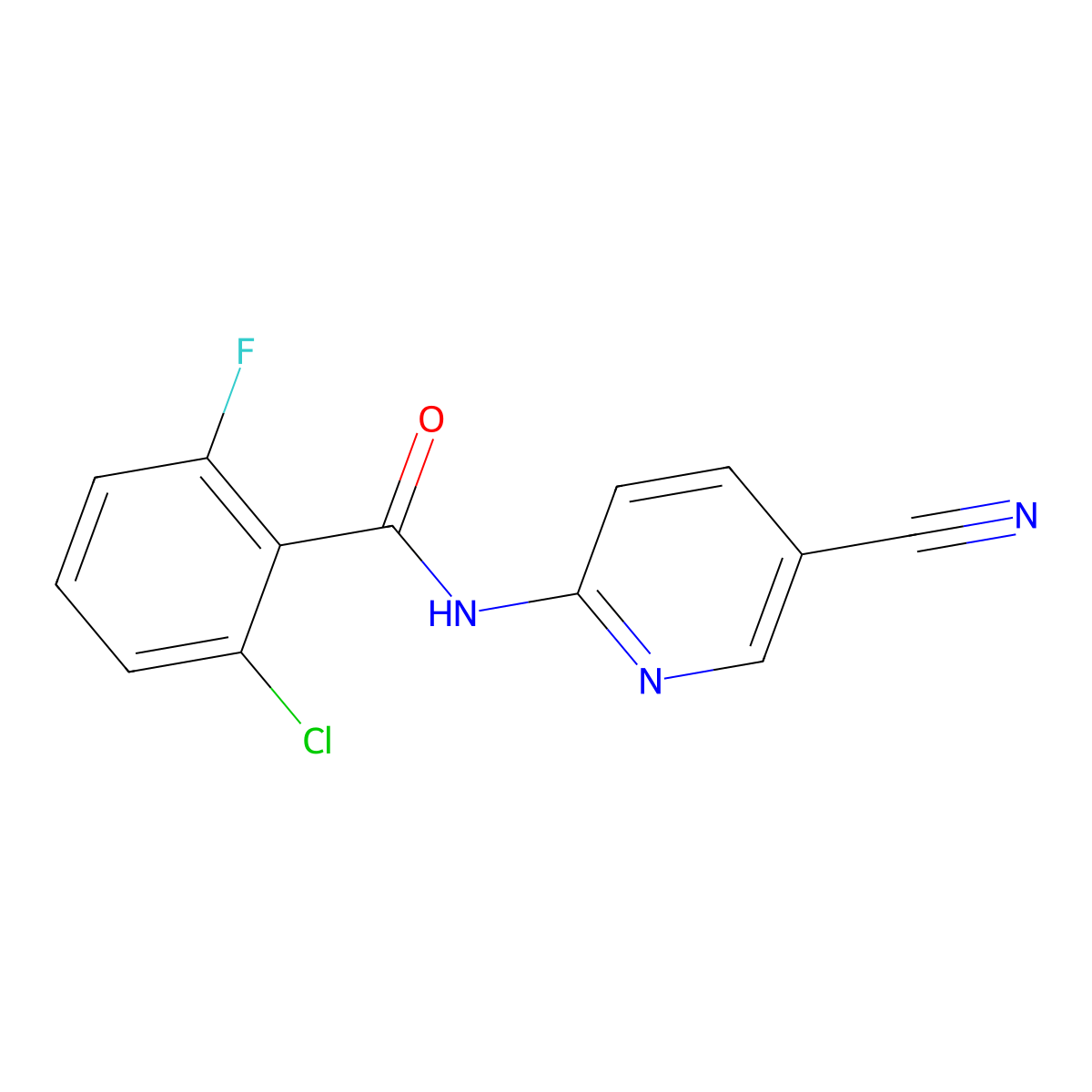 2-chloro-N-(5-cyanopyridin-2-yl)-6-fluorobenzamide molecular structure, CAS 1281468-18-5