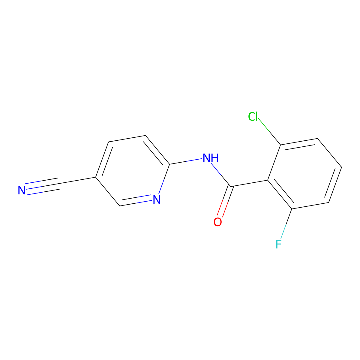 2-chloro-N-(5-cyanopyridin-2-yl)-6-fluorobenzamide molecular structure, CAS 1281468-18-5