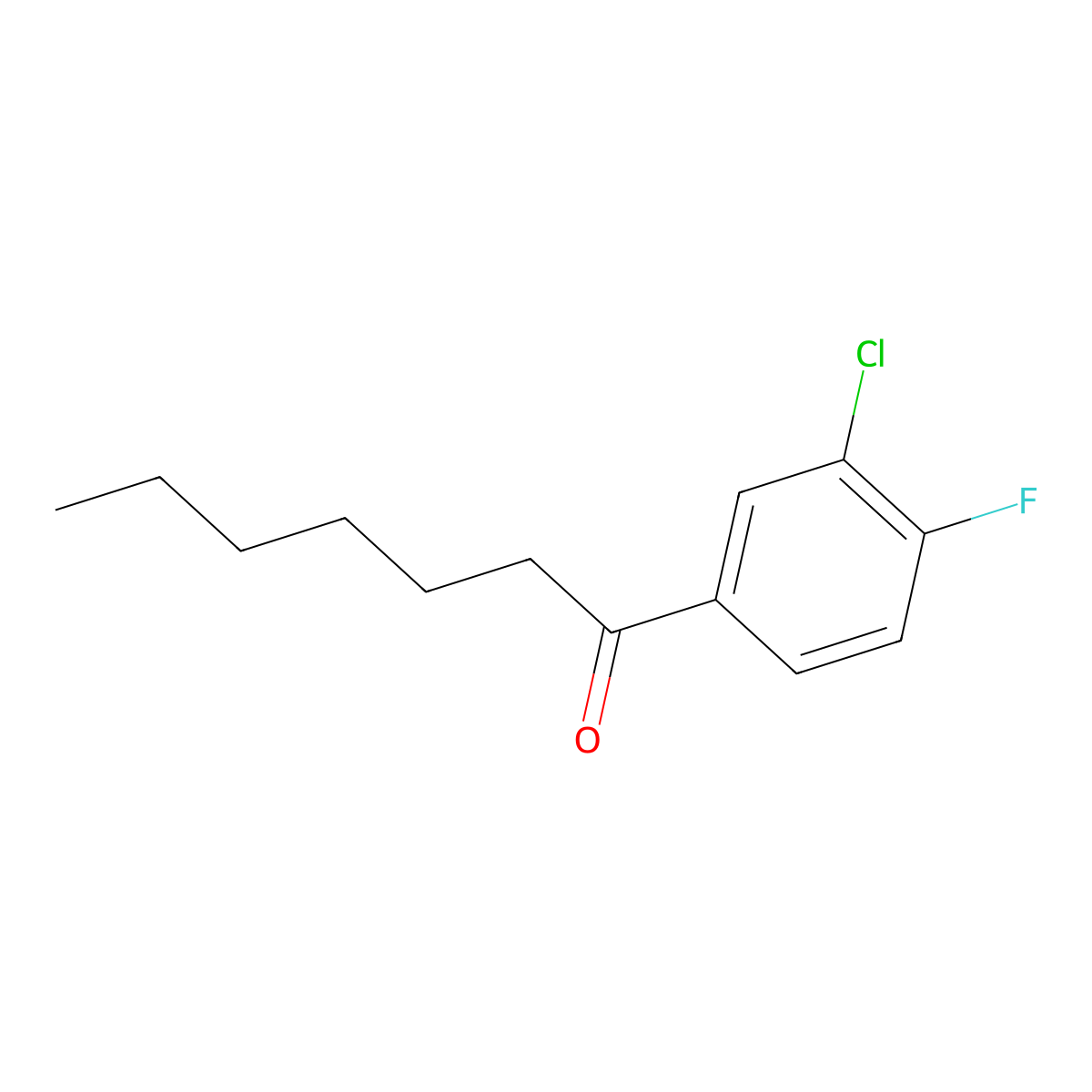 1-(3-Chloro-4-fluorophenyl)heptan-1-one molecular structure, CAS 1281500-01-3