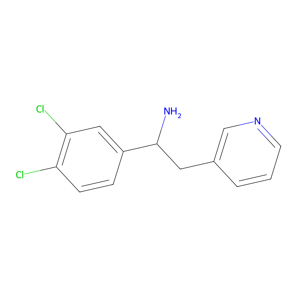 1-(3,4-Dichlorophenyl)-2-(pyridin-3-yl)ethan-1-amine molecular structure, CAS 1281508-09-5