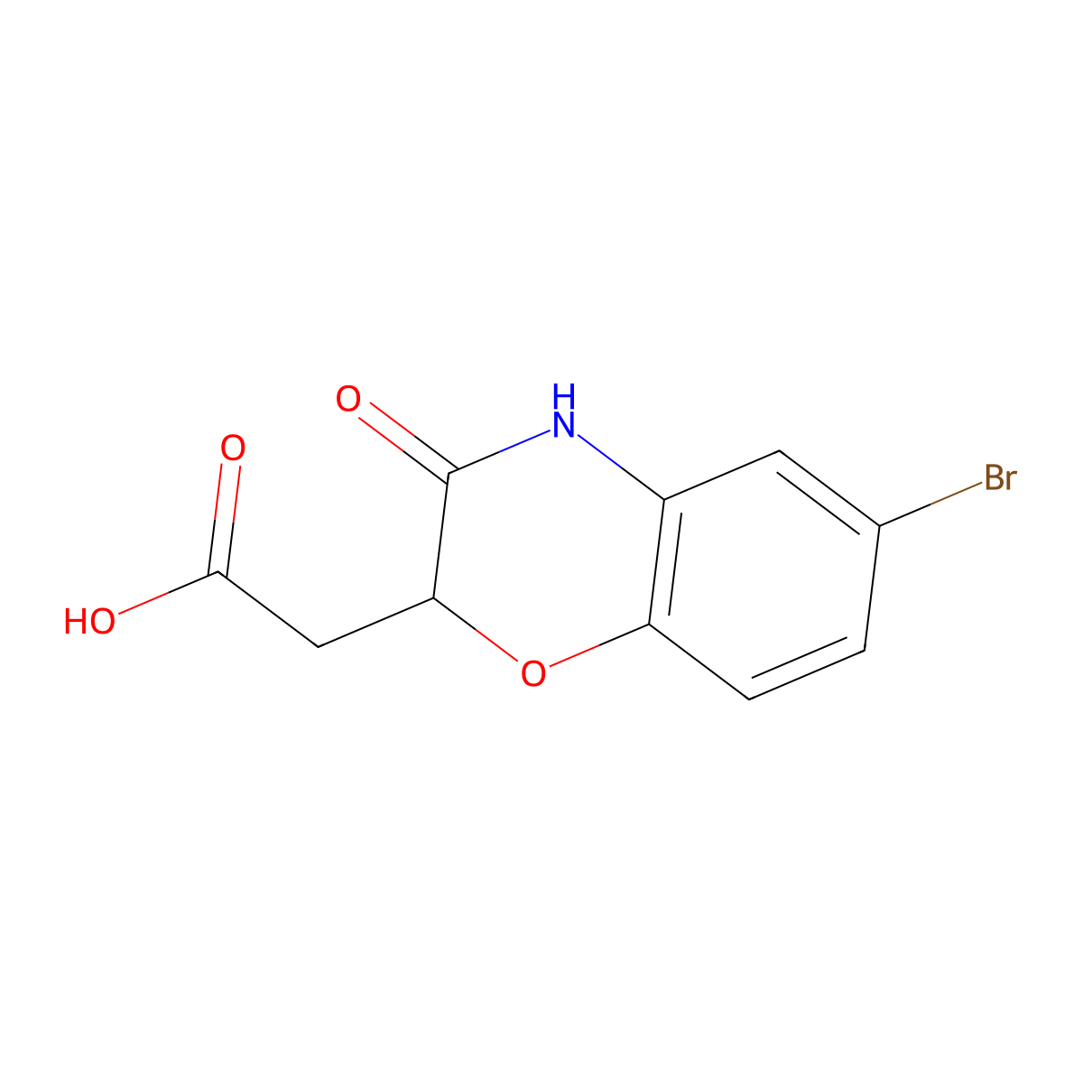 2-(6-Bromo-3-oxo-3,4-dihydro-2H-benzo[b][1,4]oxazin-2-yl)acetic acid molecular structure, CAS 1281513-01-6
