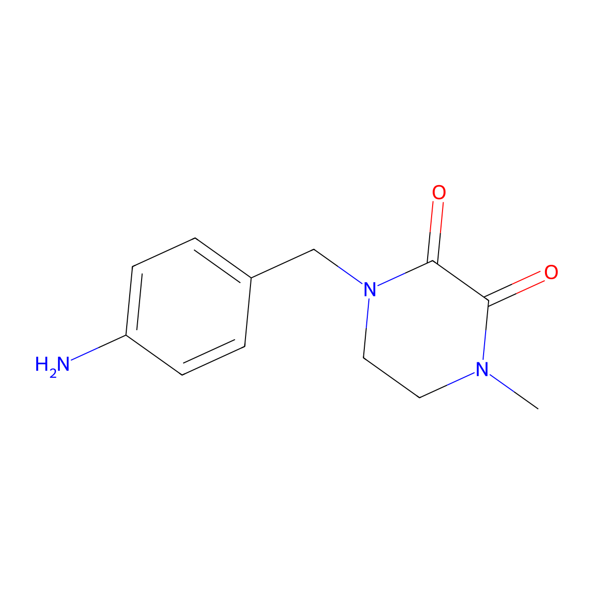 1-[(4-Aminophenyl)methyl]-4-methylpiperazine-2,3-dione molecular structure, CAS 1281547-06-5