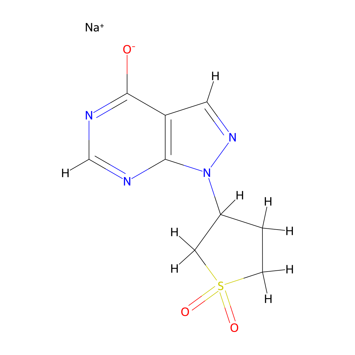 Sodium 1-(1,1-dioxidotetrahydro-3-thienyl)-1H-pyrazolo[3,4-d]pyrimidin-4-olate molecular structure, CAS 1281549-33-4