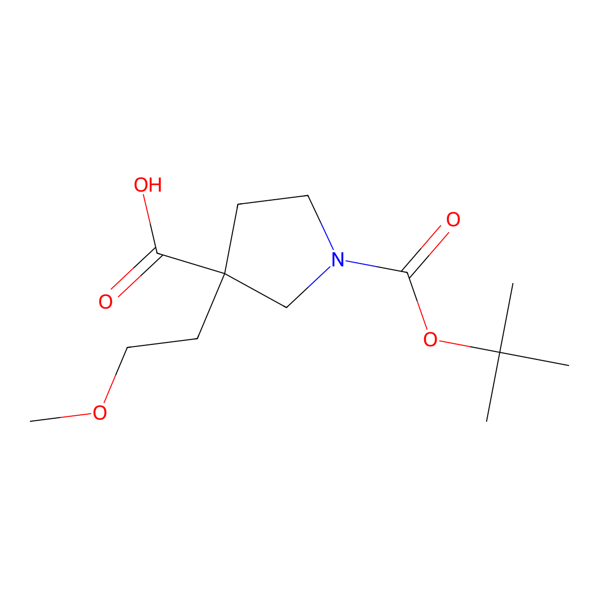 1-[(Tert-butoxy)carbonyl]-3-(2-methoxyethyl)pyrrolidine-3-carboxylic acid molecular structure, CAS 1281549-47-0