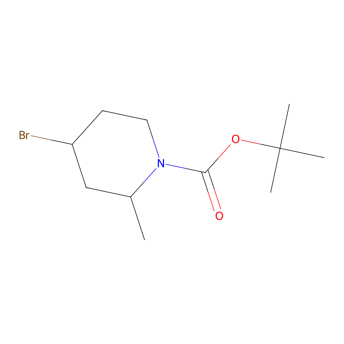 tert-Butyl 4-bromo-2-methylpiperidine-1-carboxylate molecular structure, CAS 1281576-23-5