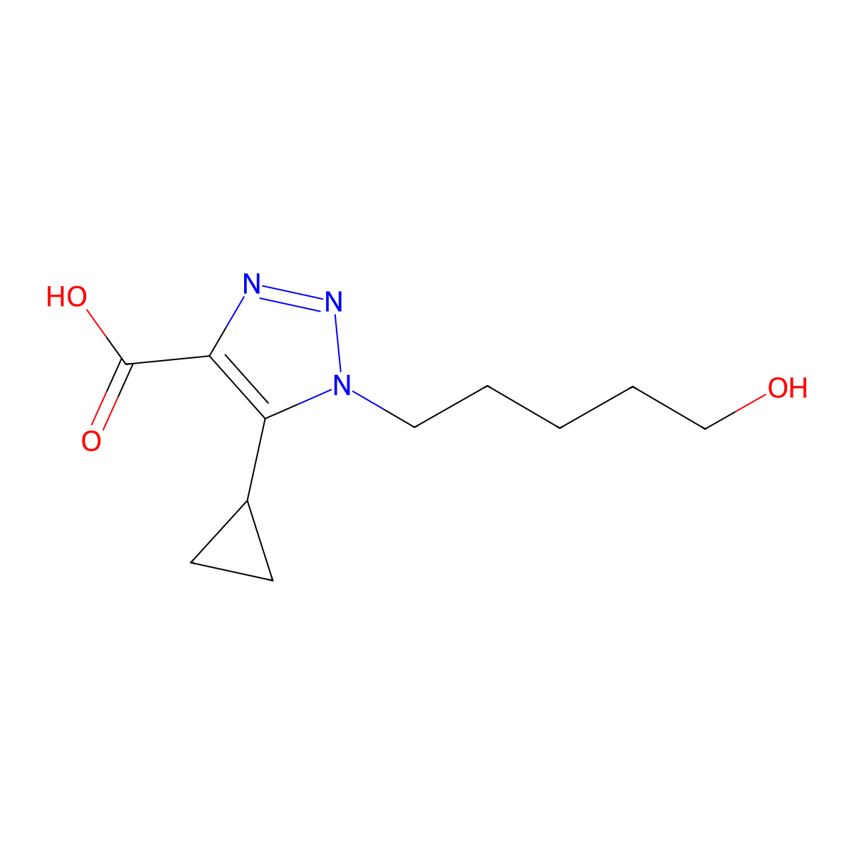 5-Cyclopropyl-1-(5-hydroxypentyl)-1h-1,2,3-triazole-4-carboxylic acid molecular structure, CAS 1281594-84-0