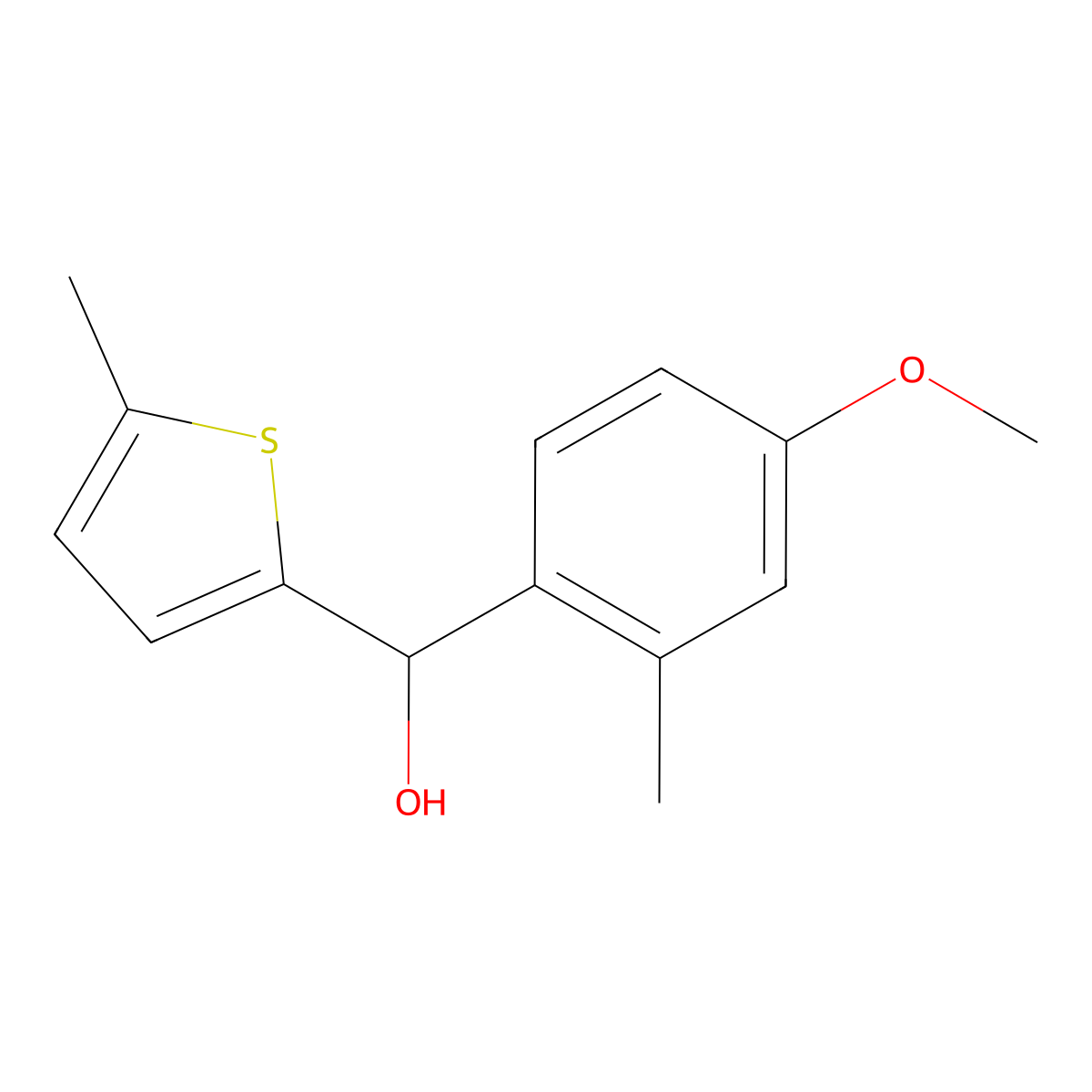 4-Methoxy-2-methylphenyl-(5-methyl-2-thienyl)methanol molecular structure, CAS 1281606-80-1