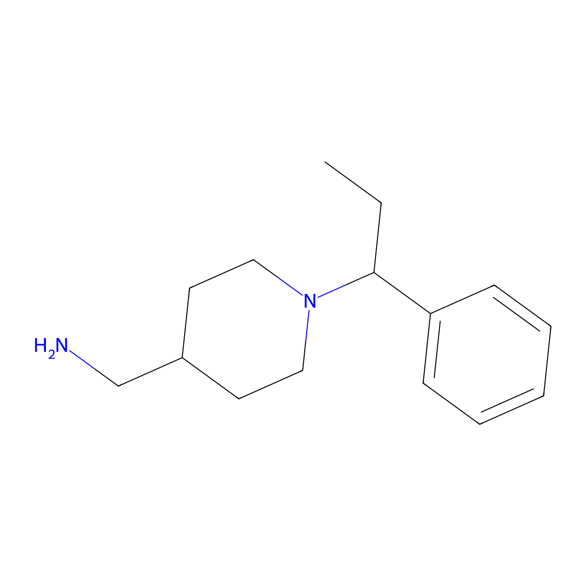 (1-(1-Phenylpropyl)piperidin-4-yl)methanamine molecular structure, CAS 1281608-36-3