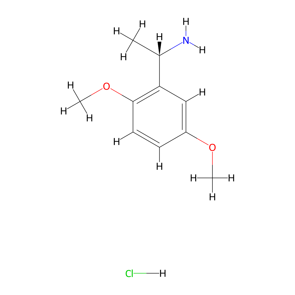 (1S)-1-(2,5-Dimethoxyphenyl)ethan-1-amine hydrochloride molecular structure, CAS 128162-85-6
