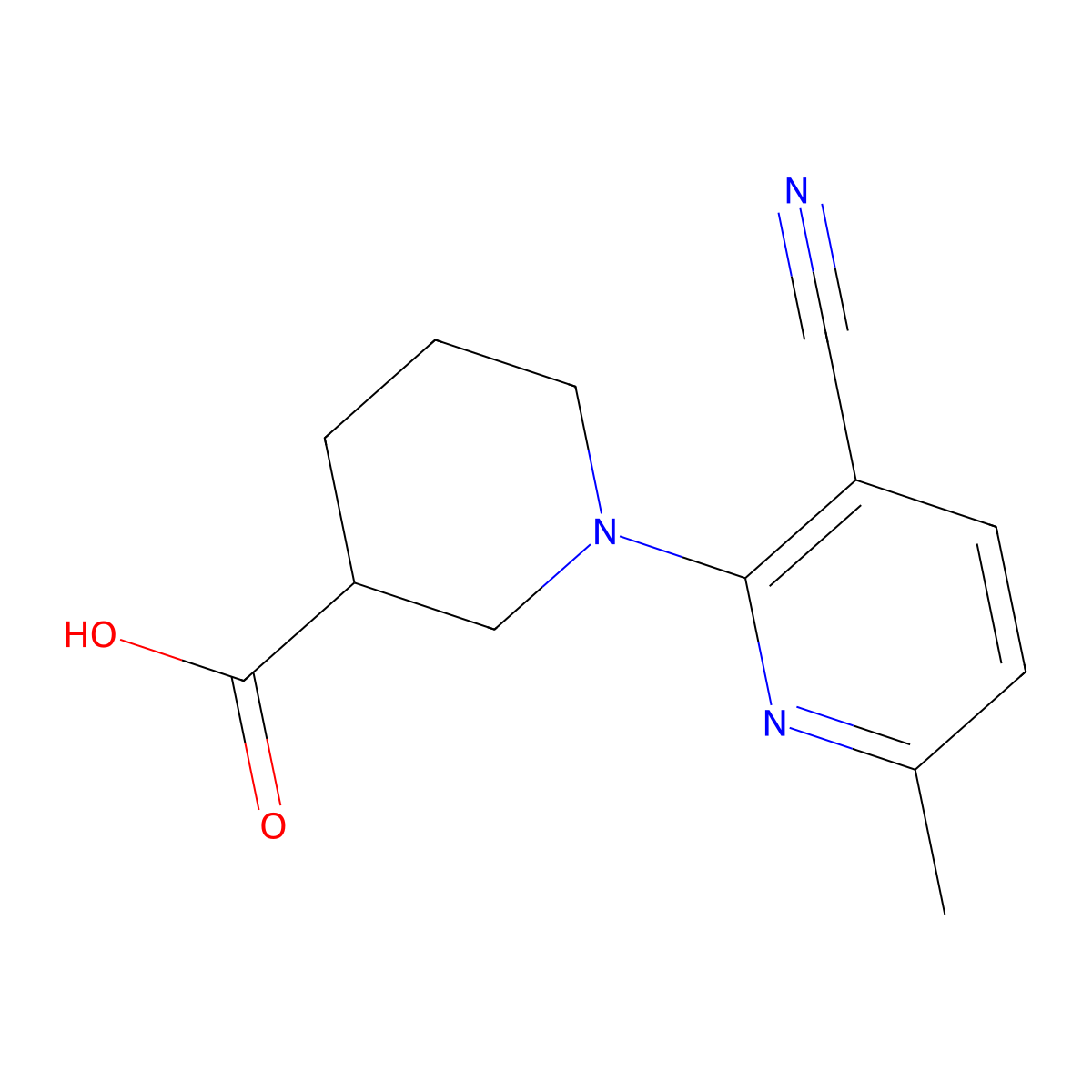 1-(3-Cyano-6-methylpyridin-2-yl)piperidine-3-carboxylic acid molecular structure, CAS 1281624-81-4
