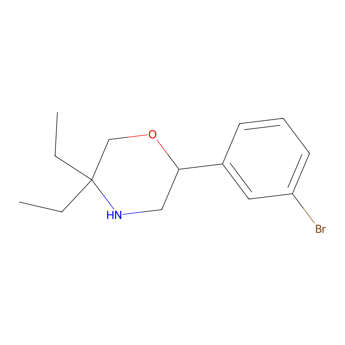 2-(3-Bromophenyl)-5,5-diethylmorpholine molecular structure, CAS 1281630-53-2