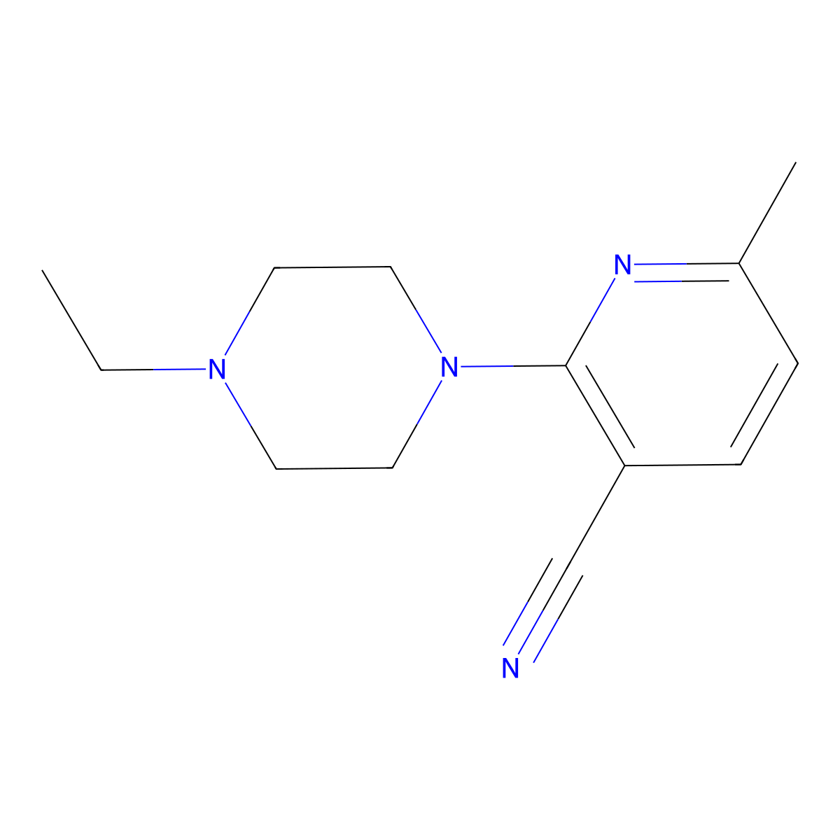2-(4-Ethyl-1-piperazinyl)-6-methyl-3-pyridinecarbonitrile molecular structure, CAS 1281634-80-7