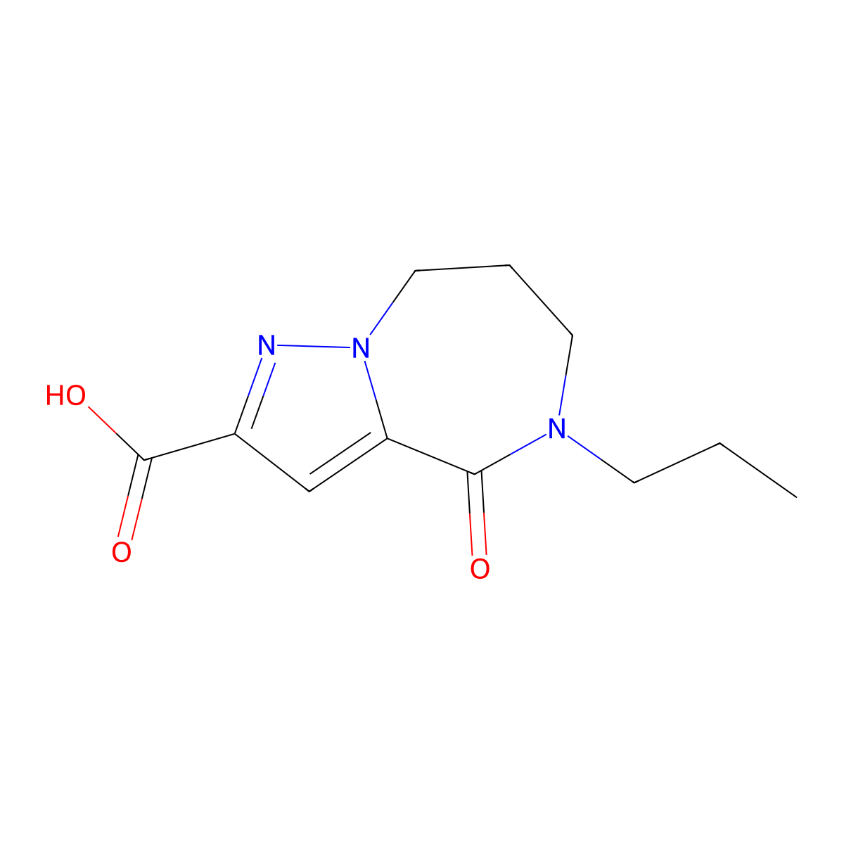 4-Oxo-5-propyl-5,6,7,8-tetrahydro-4H-pyrazolo[1,5-a][1,4]diazepine-2-carboxylic acid molecular structure, CAS 1281641-50-6