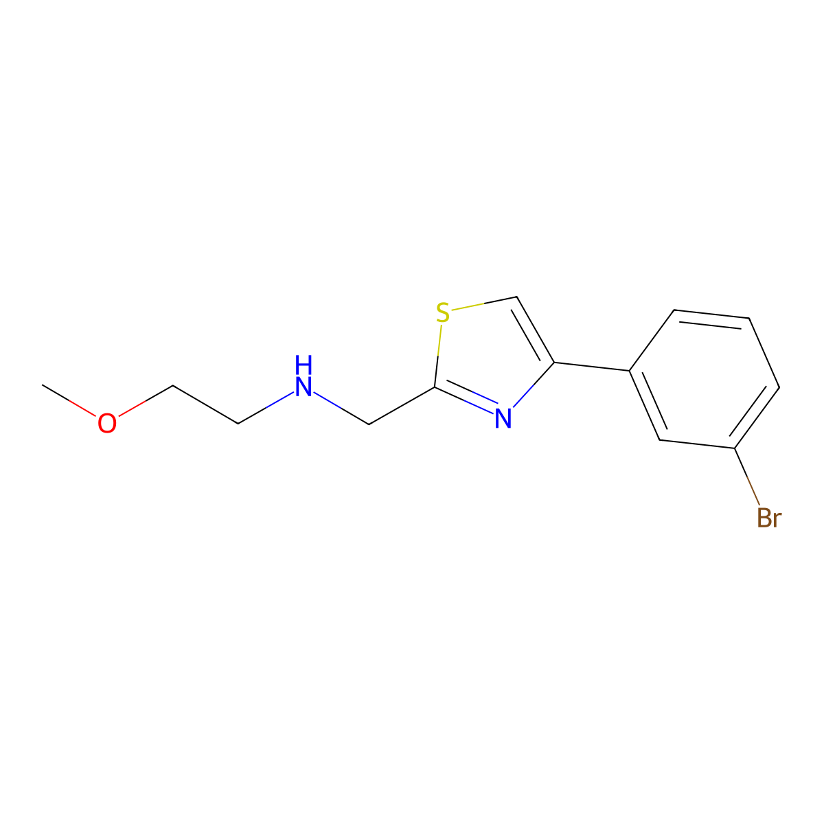 {[4-(3-Bromophenyl)-1,3-thiazol-2-yl]methyl}(2-methoxyethyl)amine molecular structure, CAS 1281656-41-4