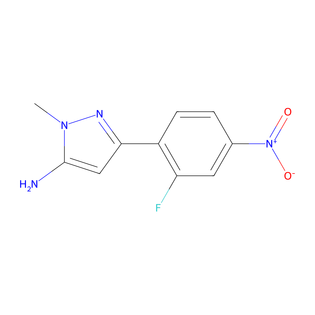 3-(2-Fluoro-4-nitrophenyl)-1-methyl-1h-pyrazol-5-amine molecular structure, CAS 1281656-68-5