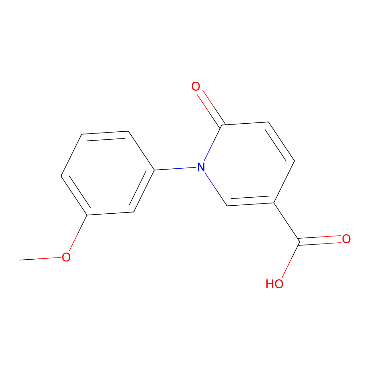 1,6-Dihydro-1-(3-methoxyphenyl)-6-oxo-3-pyridinecarboxylic acid molecular structure, CAS 1281663-02-2