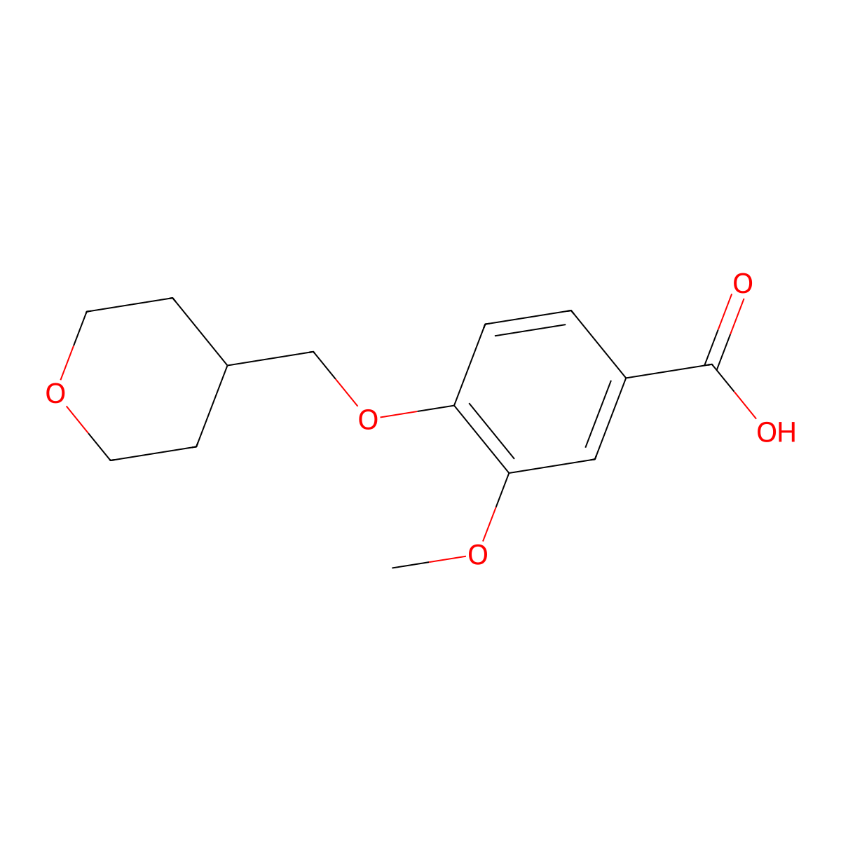 3-Methoxy-4-(oxan-4-ylmethoxy)benzoic acid molecular structure, CAS 1281669-02-0
