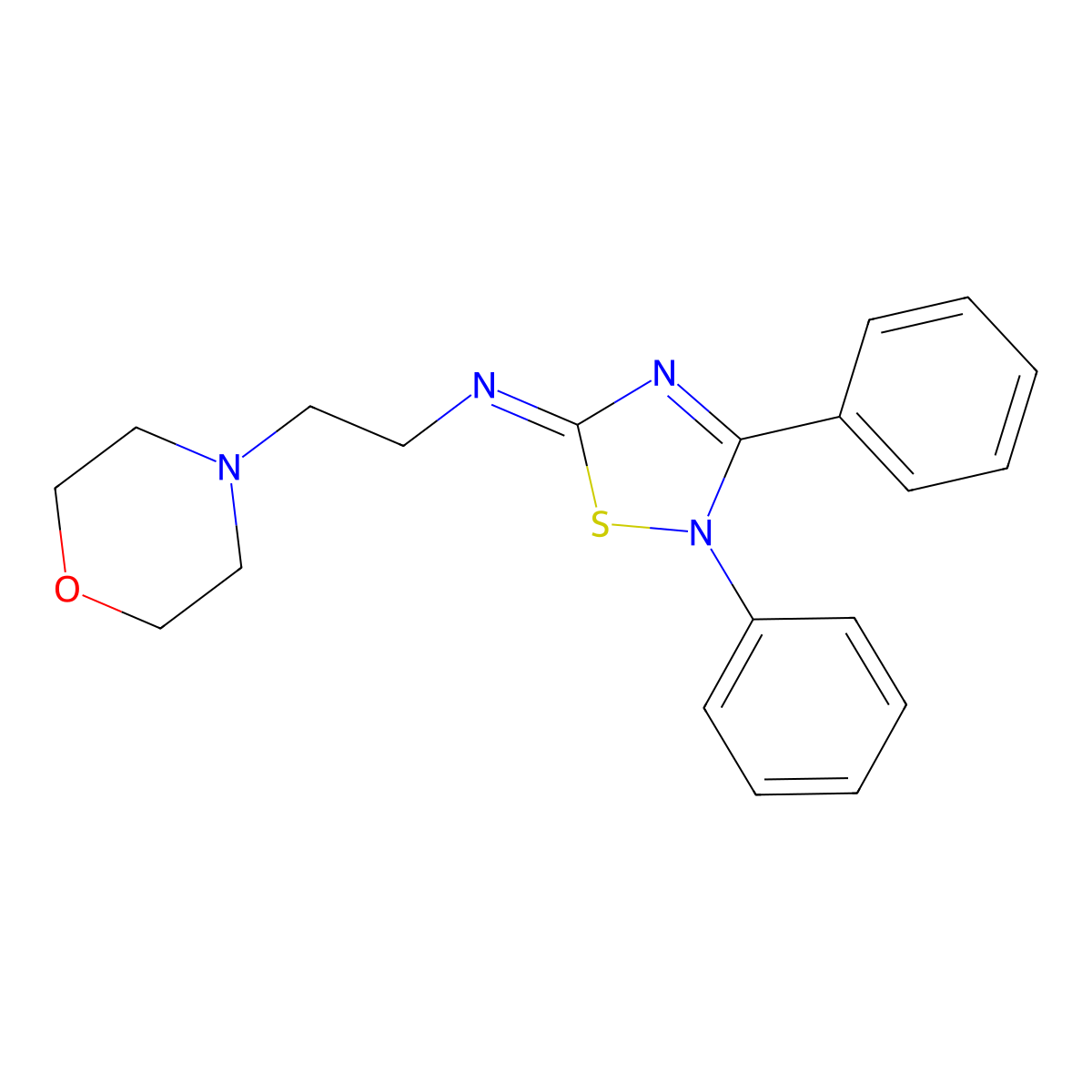 N-(2-morpholin-4-ylethyl)-2,3-diphenyl-1,2,4-thiadiazol-5-imine molecular structure, CAS 1281681-54-6