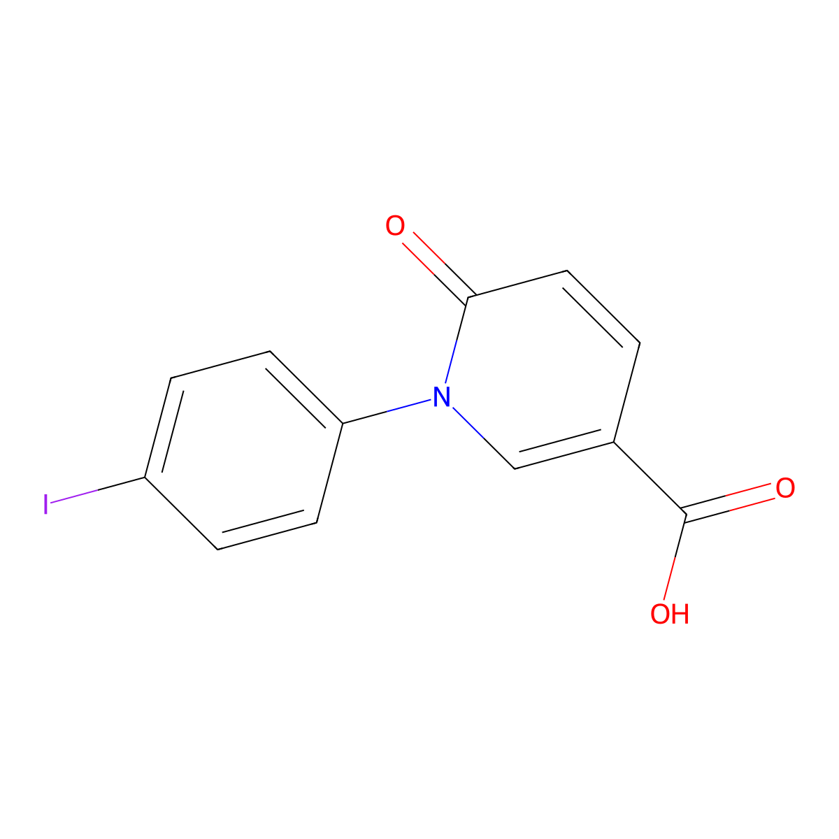 1-(4-Iodophenyl)-6-oxo-1,6-dihydropyridine-3-carboxylic acid molecular structure, CAS 1281685-24-2