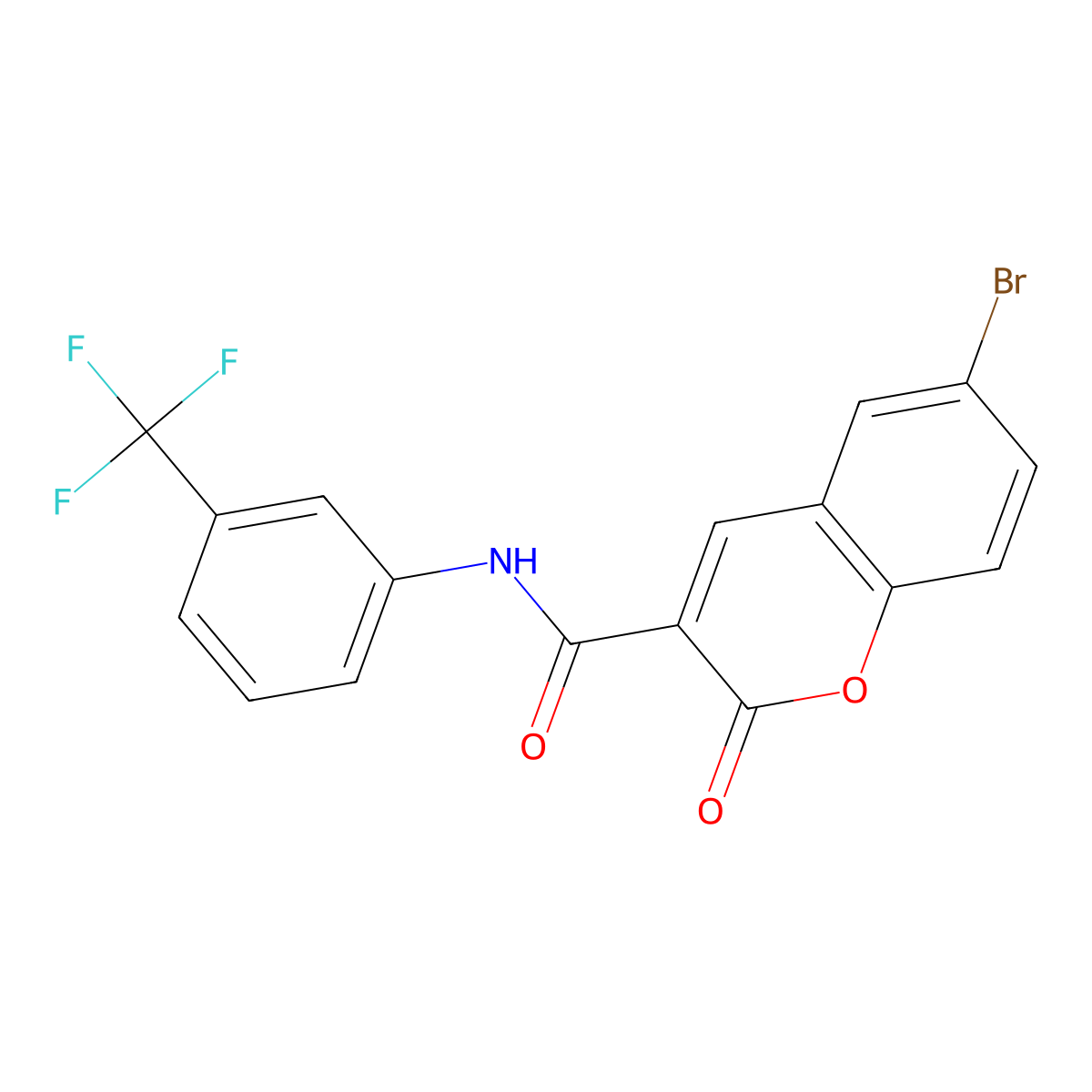 6-bromo-2-oxo-N-[3-(trifluoromethyl)phenyl]chromene-3-carboxamide molecular structure, CAS 128171-56-2