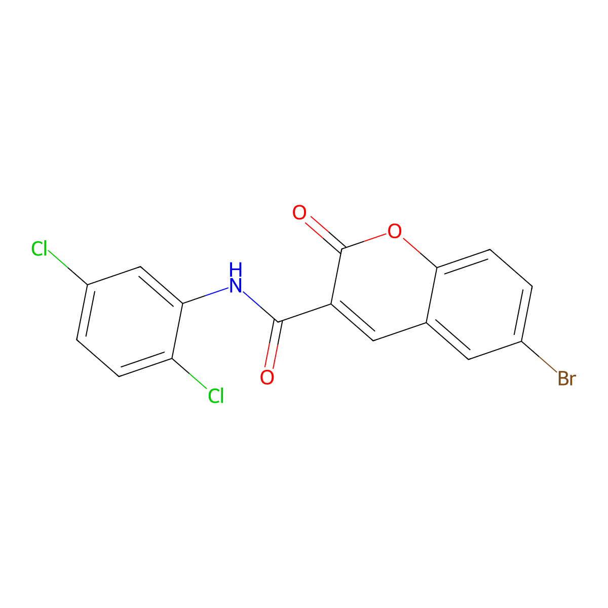 6-Bromo-3-(2,5-dichlorophenylcarbamoyl)-coumarin molecular structure, CAS 128171-57-3
