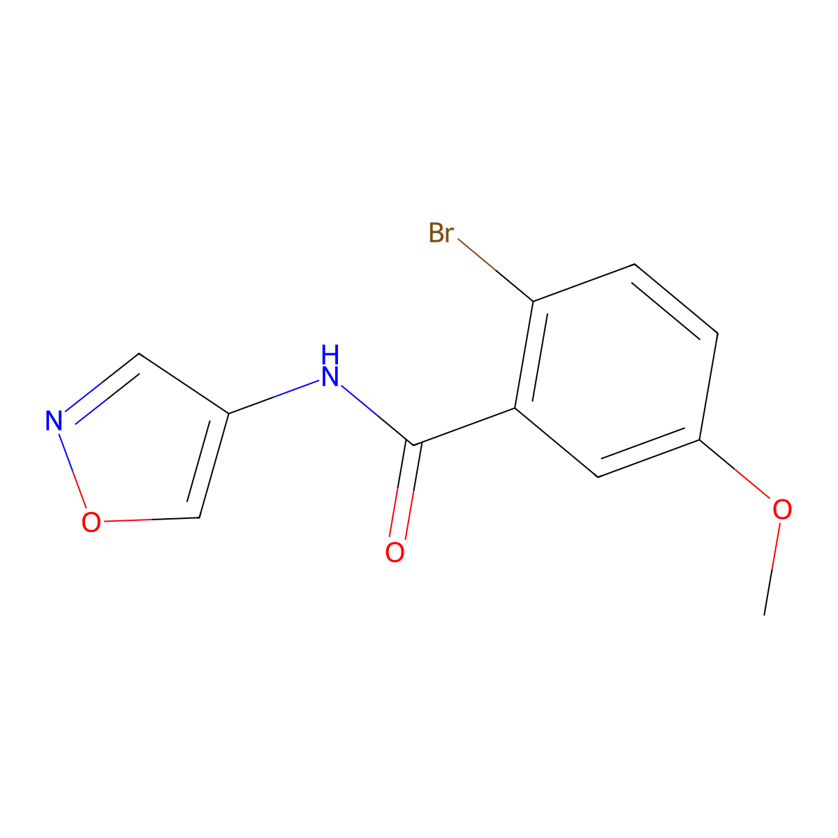 2-bromo-N-(isoxazol-4-yl)-5-methoxybenzamide molecular structure, CAS 1281712-90-0