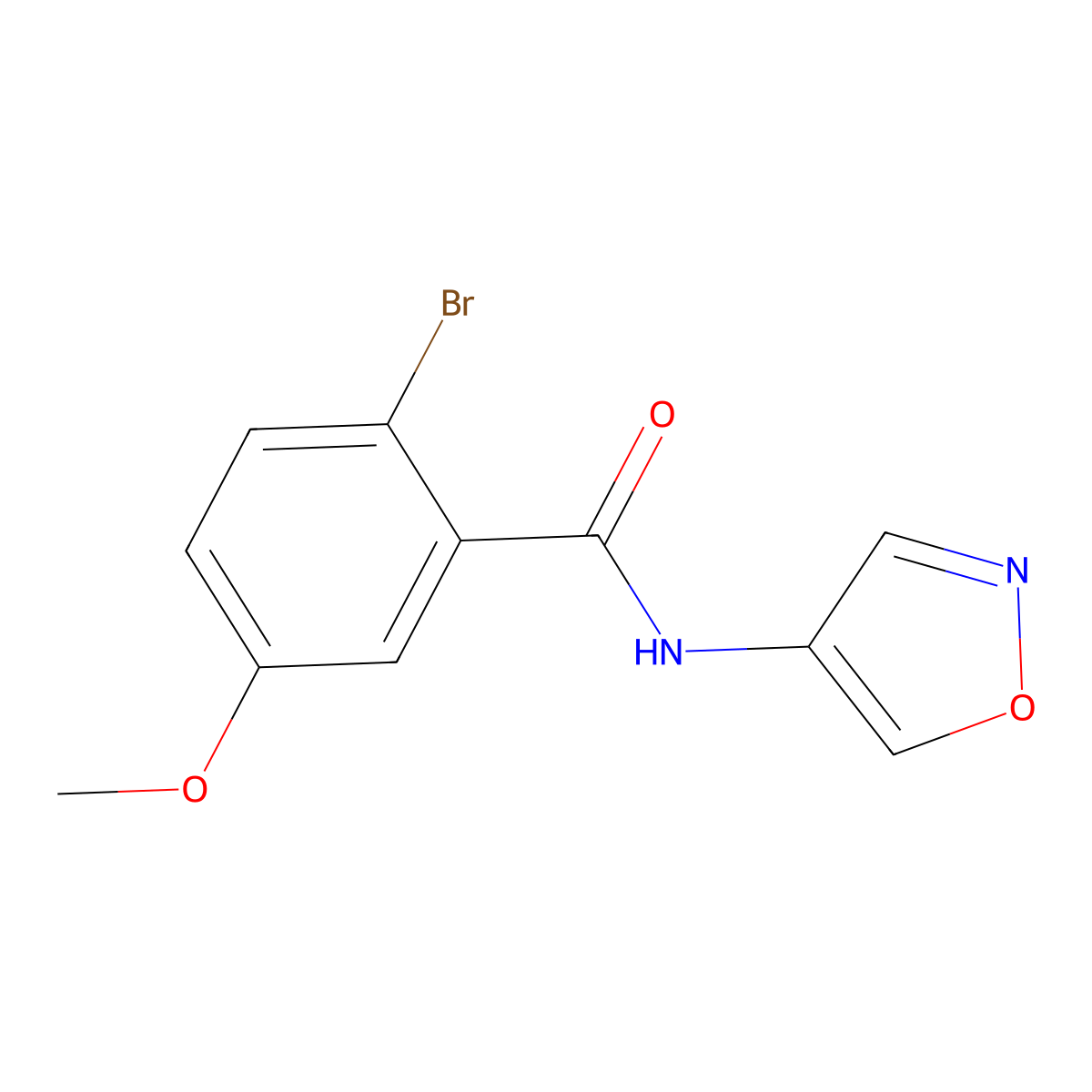 2-bromo-N-(isoxazol-4-yl)-5-methoxybenzamide molecular structure, CAS 1281712-90-0