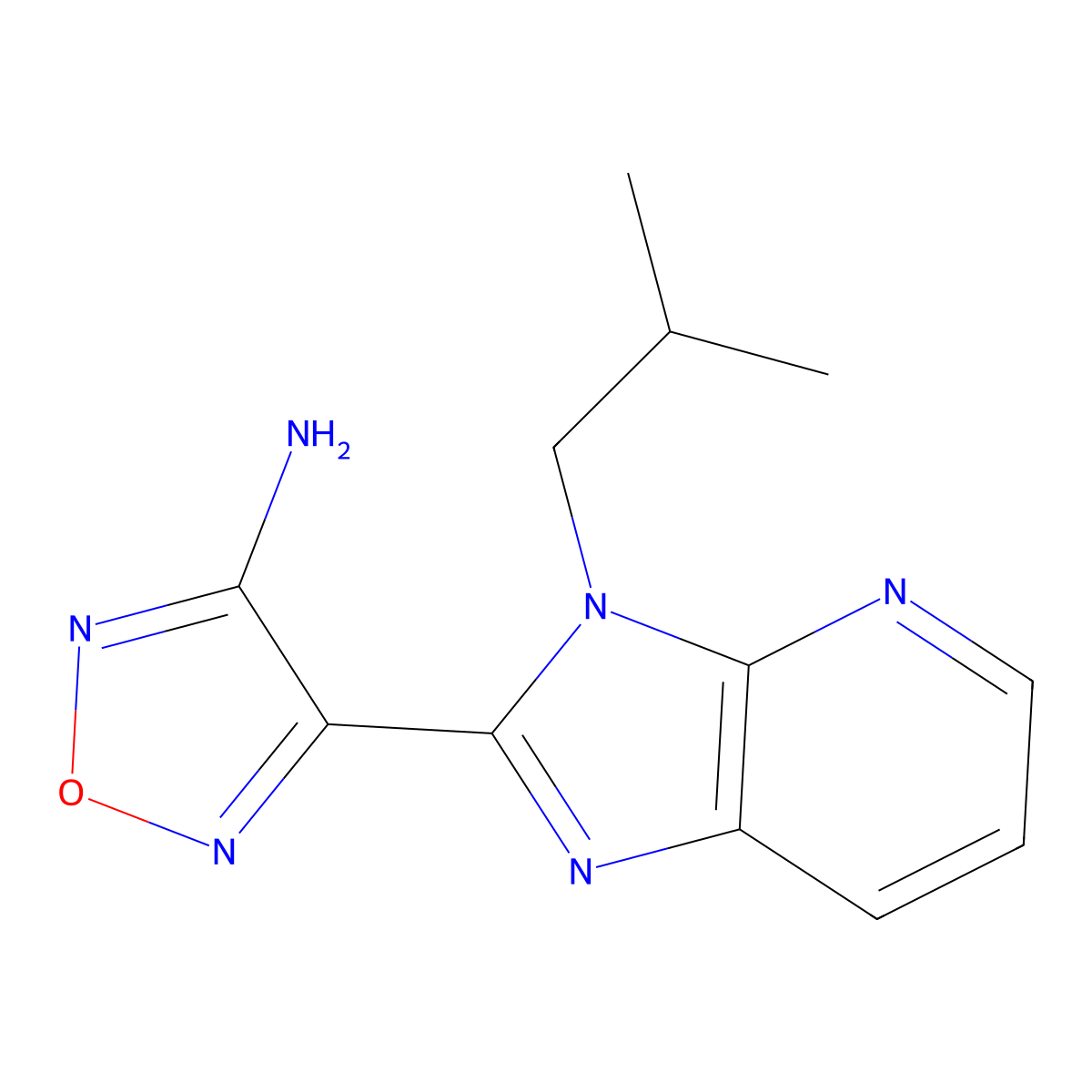 4-(3-Isobutyl-3H-imidazo[4,5-b]pyridin-2-yl)-1,2,5-oxadiazol-3-amine molecular structure, CAS 1281716-40-2