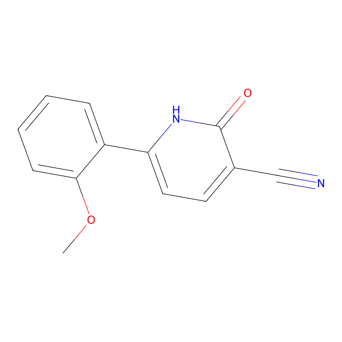2-Hydroxy-6-(2-methoxy-phenyl)-nicotinonitrile molecular structure, CAS 128173-60-4