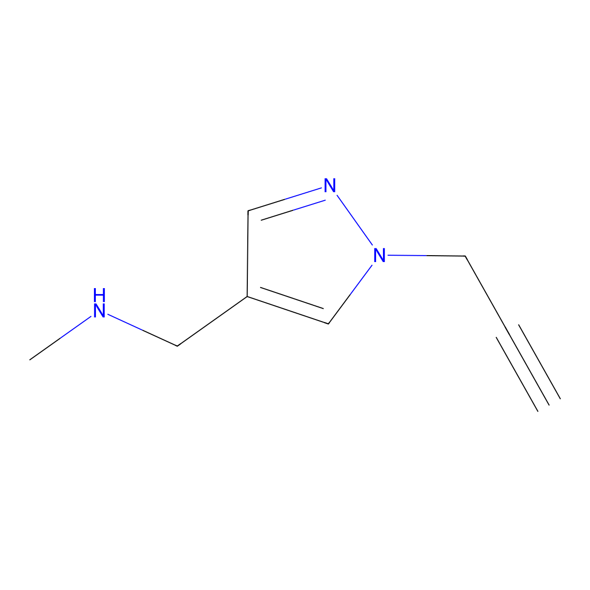 methyl({[1-(prop-2-yn-1-yl)-1H-pyrazol-4-yl]methyl})amine molecular structure, CAS 1281731-56-3