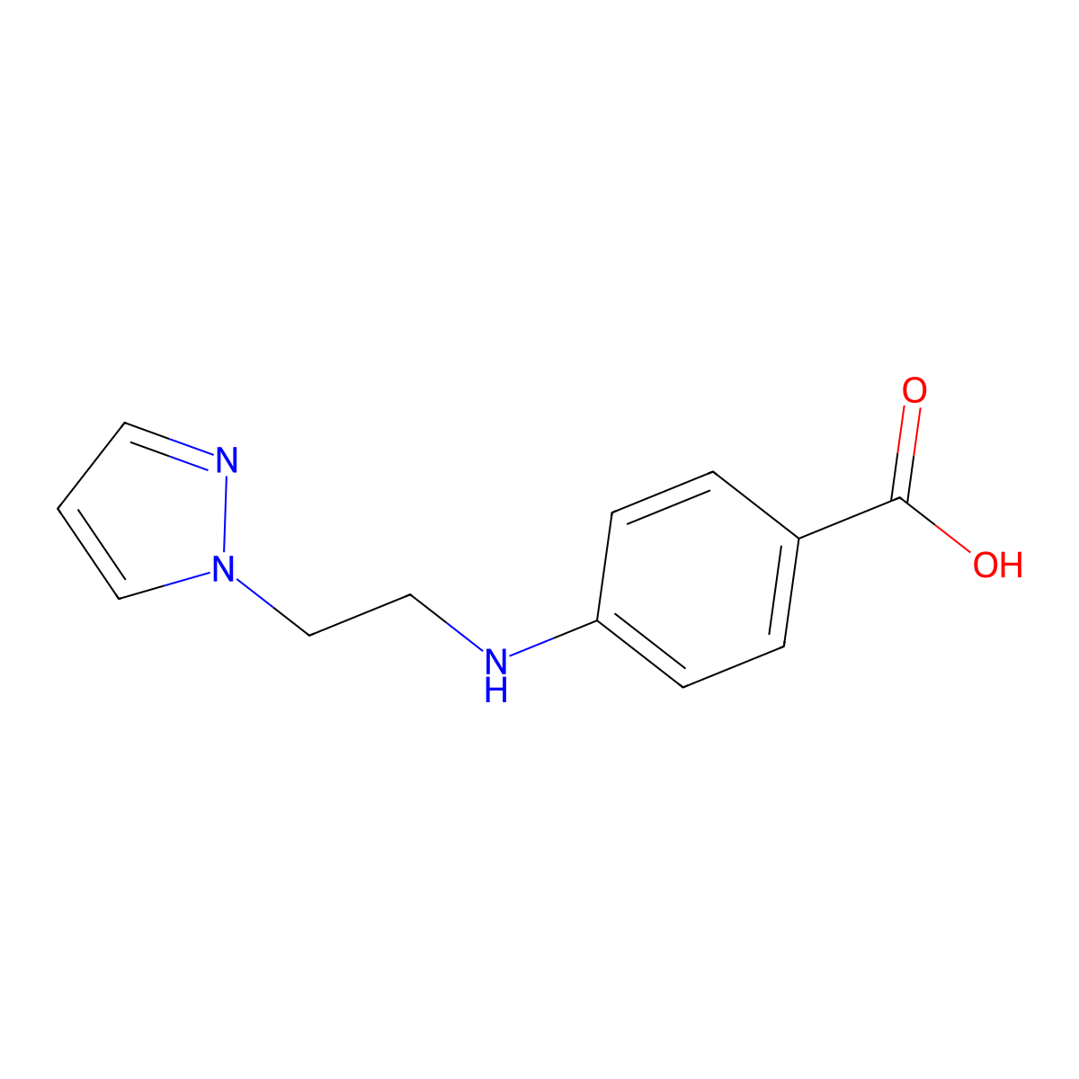 4-{[2-(1H-pyrazol-1-yl)ethyl]amino}benzoic acid molecular structure, CAS 1281740-38-2