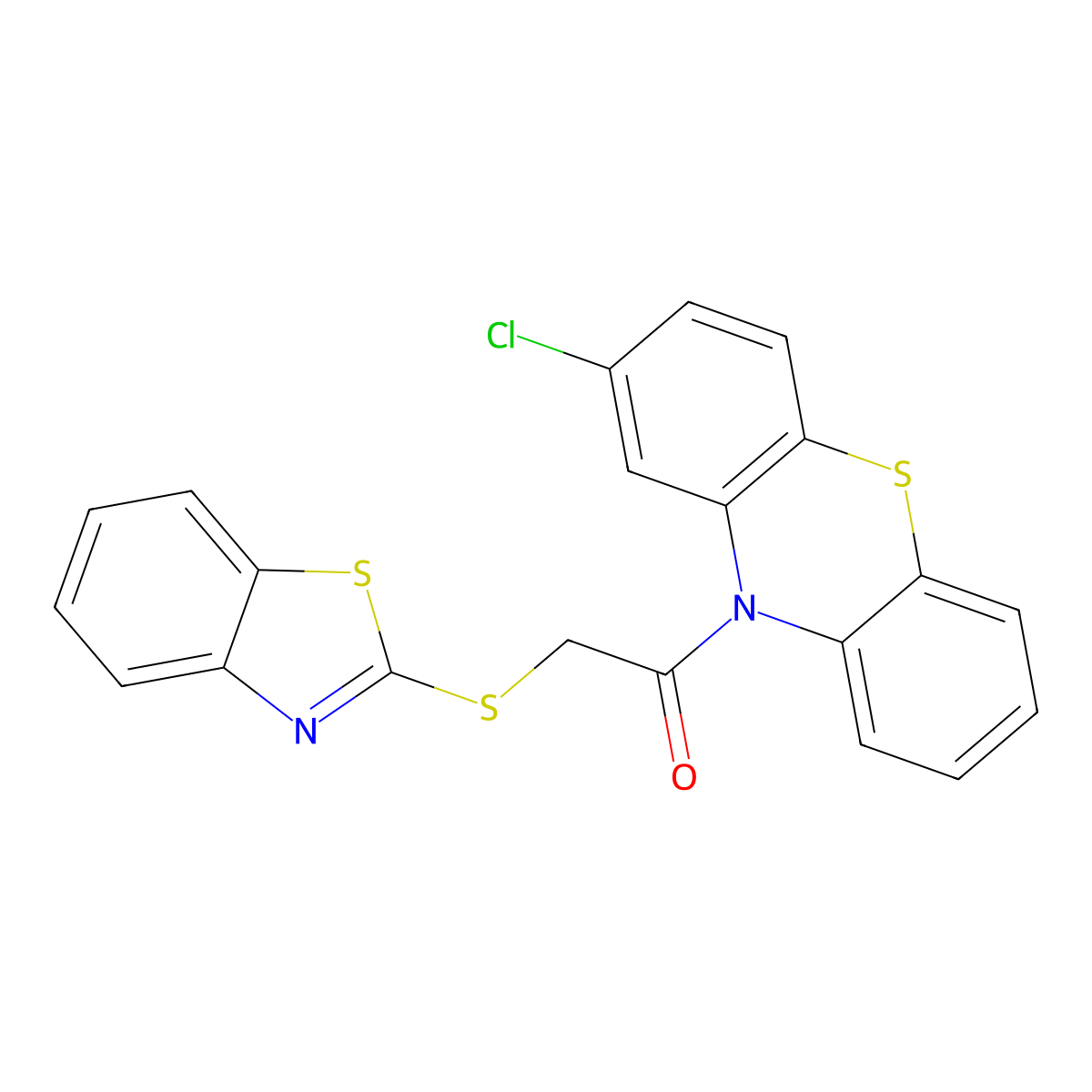 10-[(1,3-benzothiazol-2-ylthio)acetyl]-2-chloro-10H-phenothiazine molecular structure, CAS 128175-05-3