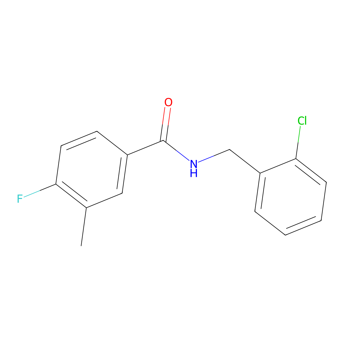 N-[(2-chlorophenyl)methyl]-4-fluoro-3-methylbenzamide molecular structure, CAS 1281750-18-2